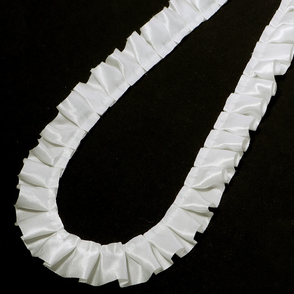 3 Yards 2,5 cm farbiges Satin-Plissee-Spitzenband mit Rüschenbesatz für Kleider, Kleidungsstücke, Nähen, Dekoration, DIY-Bastelarbeiten, Vorhänge, Taschen, Heimdekoration – Detail 13