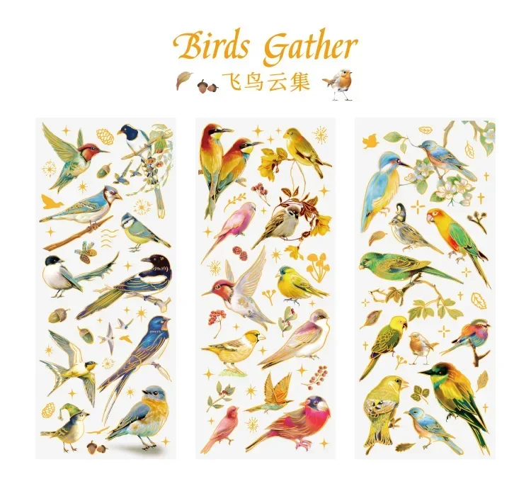 3pcs Kawaii Sticker Pack Feather Dragonfly Bird Jellyfish Decorative Scrapbooking Material Labels for Diary Phone Journal Planne