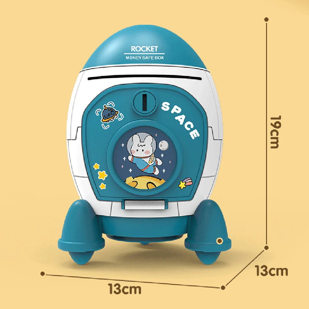 Children Piggy Bank Cute Aviation Piggy Toy Rocket Spaceman Piggy Bank Cartoon Sticker Manual Piggy Coin Money Box Kid Gift Toy