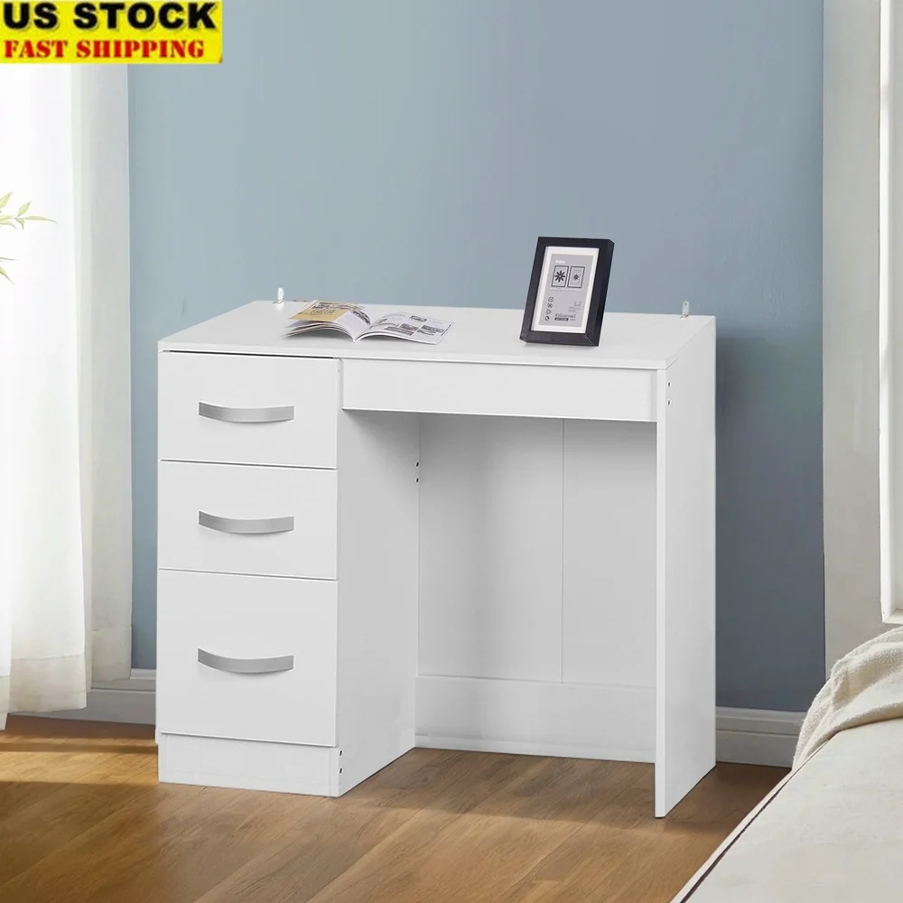 

Space-Saving Computer Desk with 3 Drawers Sturdy MDF Construction Home Office Study Multi-Functional Workstation