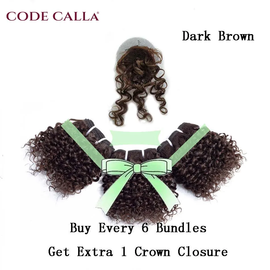 Short Kinky Curly Hair Weave Bundles CodeCalla Cheap Wholesale Price Indian Remy Human Hair Extensions Natural Black Brown Color