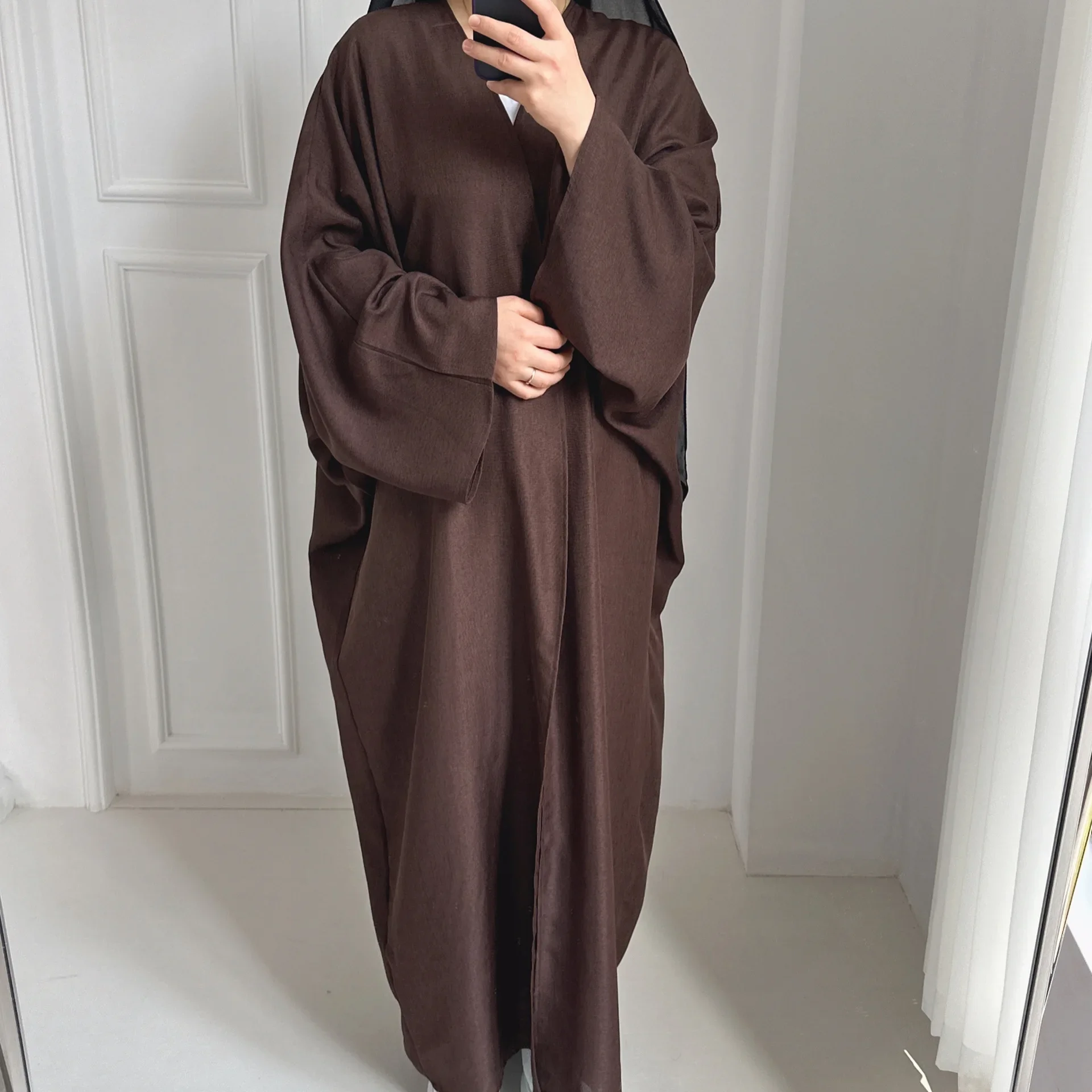 

Summer Casual Open Abaya for Women Cotton Linen Plain Islamic Long Dress Muslim Kaftan Kimono Abayas Dubai Modest Party Outfit