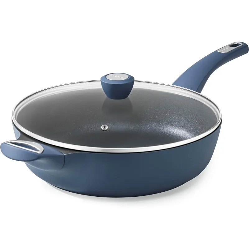 Sartén antiadherente grande de 12 pulgadas, utensilios de cocina de inducción, sartén antiadherente 5Qt, sartén para freír profunda no tóxica