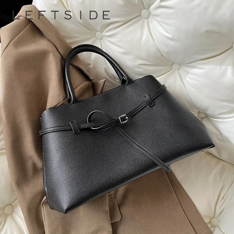 

LEFTSIDE Short Handle PU Leather Tote Bags for Women 2025 Spring Luxury Trend Y2K Ladies Shoulder Bag Handbags and Purses