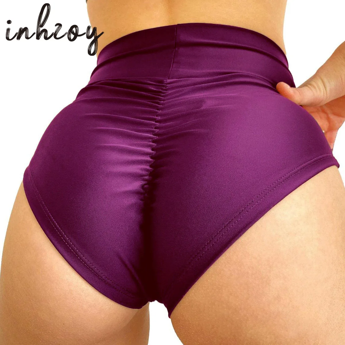 

Women Sexy High Waist Workout Fitness Shorts Ruched Back Cheer Booty Dance Shorts Hips Push Up Hot Pants Pole Dancing Clubwear