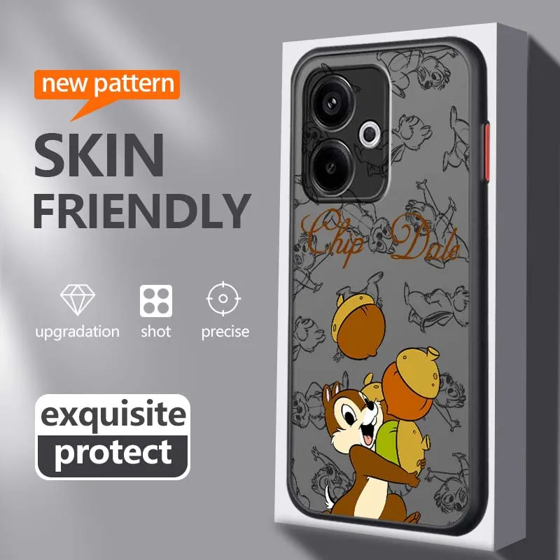 Милый чехол для телефона Chip & Dale Disney для Xiaomi Redmi Note 14 13R 13 12 12S 11 12T 11S 11T 10 Pro Plus, матовый полупрозрачный