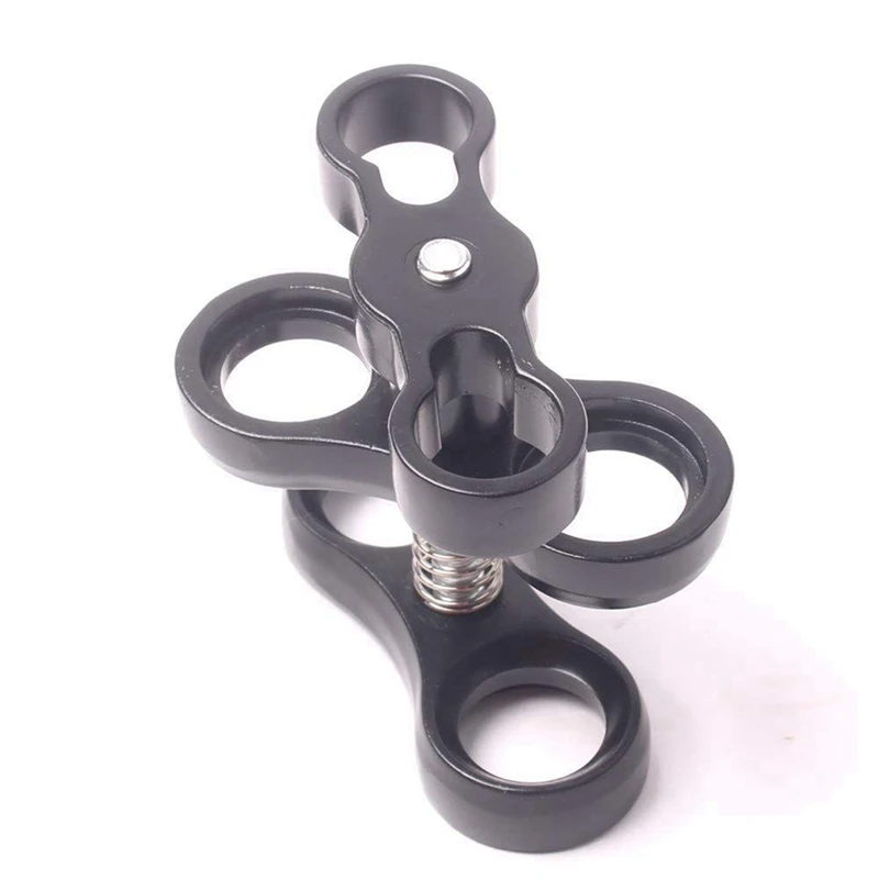 Aluminum CNC 1 Inch Ball Butterfly Clip Diving Lights Arm & Aluminum Alloy Scuba Diving Light Torch Dual Ball Joint Arm