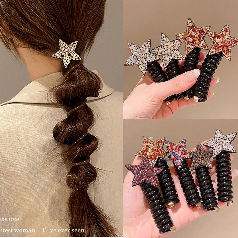 

Braided Telephone Wire Hair Bands Spiral Hair Ties Elastic Hair Scrunchies Ponytail Fixed Hair Rope Accessory for Women Girl