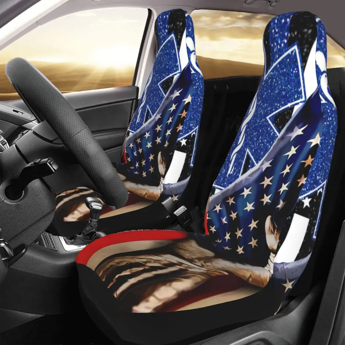 

Heroes Hand Car Seat Cover Custom Printing Universal Front Protector Accessories Cushion Set