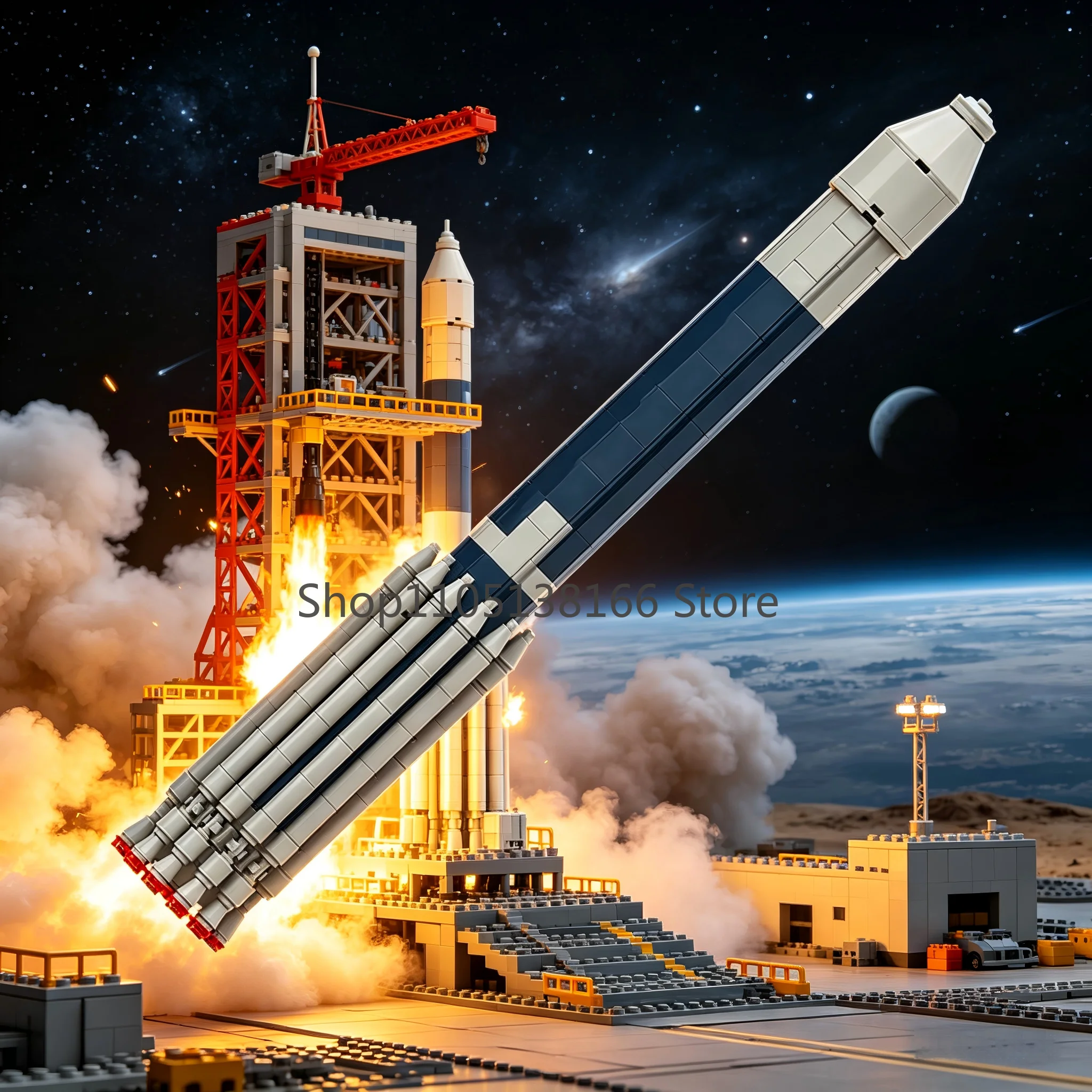 Set de Bloques de Construcción del Vehículo de Lanzamiento Pesado MOC Delta II - Kit de Modelo de Cohete de Exploración Espacial Profunda para Fanáticos del Espacio