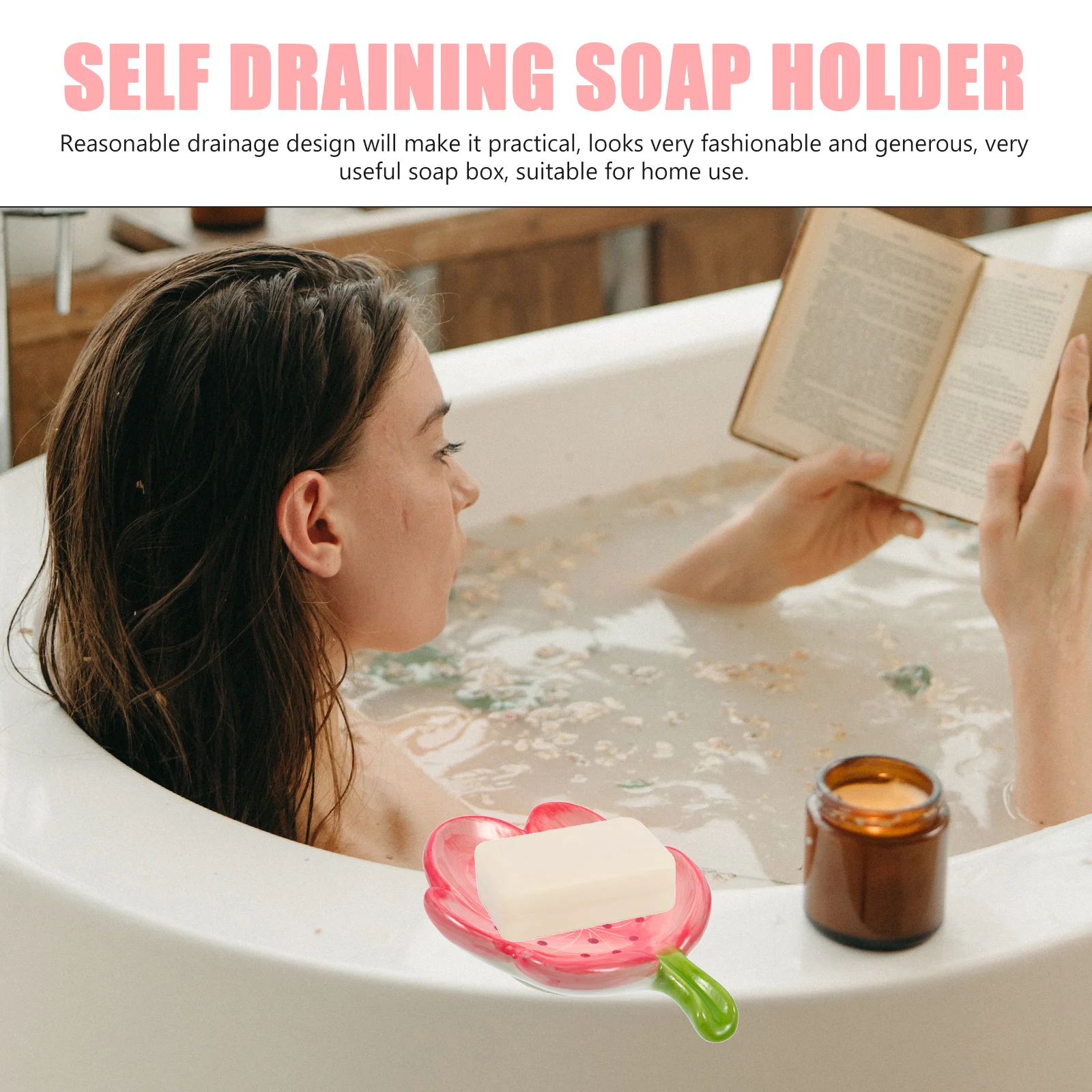 

Ceramic Soap Dish Flower Shaped Drain Tray Fast Drying Holder for Home Travel Portable Compact Design Flower Shaped Soap Dish