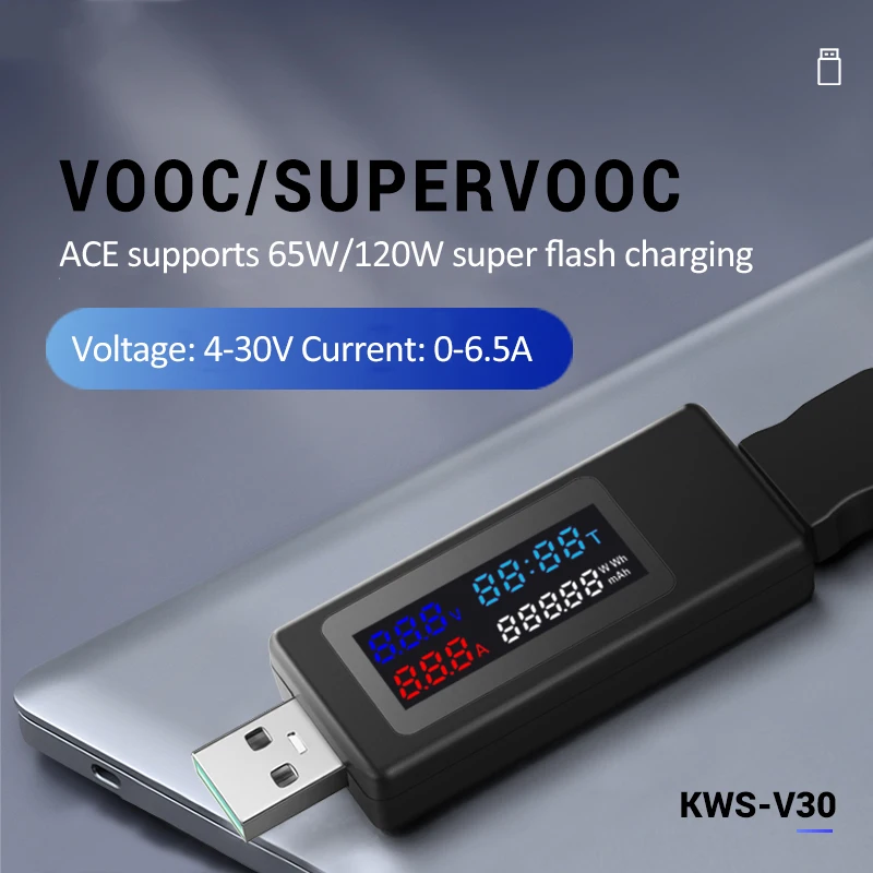 KWS-V30 USB Power Meter Tester Power Detector Current Charger Capacity Tester Meter Current Voltage Battery 120W