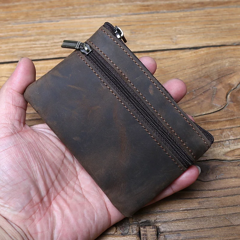 NZPJ männer Echt Leder Karte Tasche Vintage Erste Schicht Rindsleder Geldbörse dame Zipper Brieftasche Schlüssel Tasche Fahrer lizenz Tasche – Detail 3