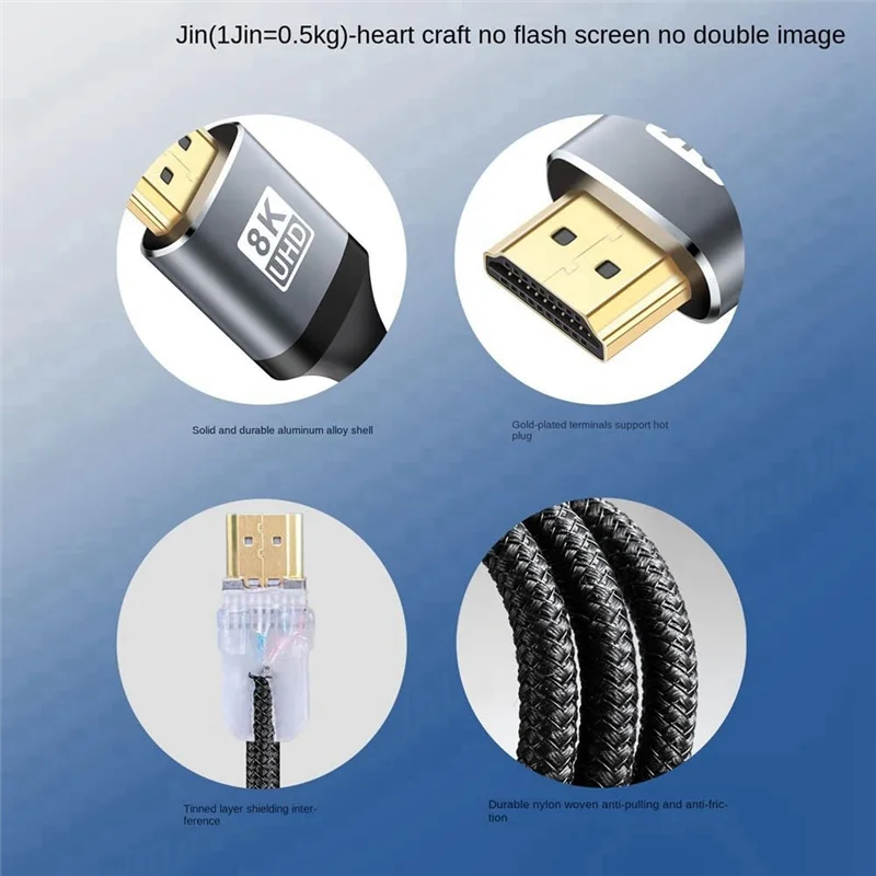 

【Top Picks】Ultra HD Cable Multi-Function HDTV 8K-Compatible 2.1 48Gbps For TV & Computer Monitor 1.5M Easy To Use