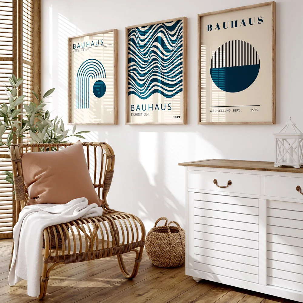 باوهاوس الحديثة هندسية الفن البساطة المشارك الكلاسيكية خمر الملصقات خمر غرفة المنزل بار مقهى ديكور الشمال ديكور المنزل #2