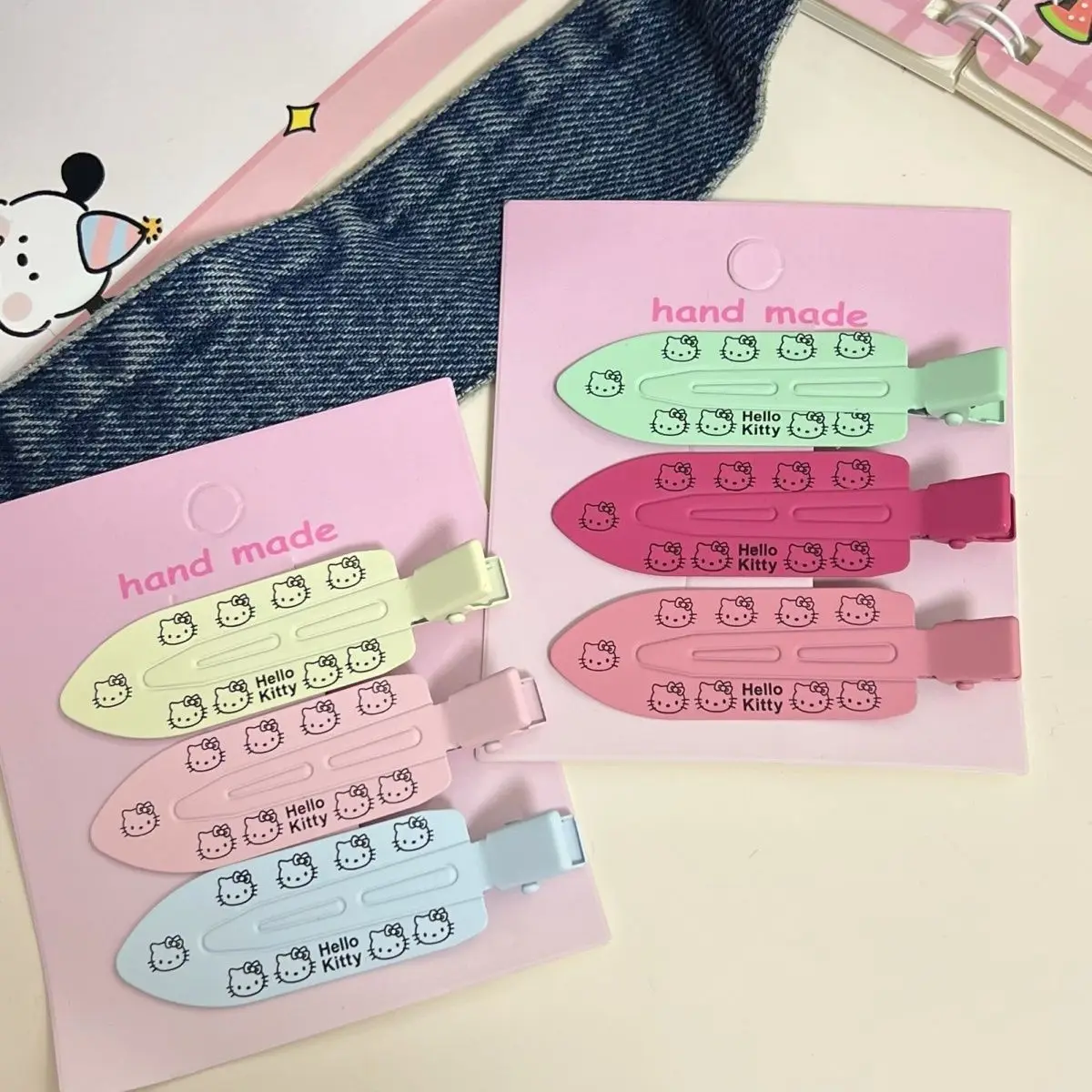 2pcs Sanrio BB 원활한 머리핀 헬로 키티 소녀 헤어 클립 액세서리 귀여운 만화 모자를 쓰고 있죠 앞머리 클립 달콤한 헤어 클립 선물