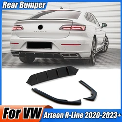 Car Rear Bumper Lip Diffuser Side Splitter Spoiler For Volkswagen Arteon R-Line 2020-2023+ Maxton Style Gloss Black Body Kits