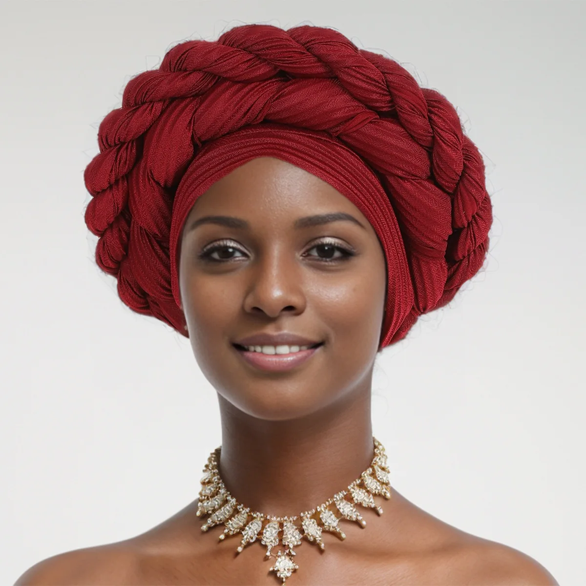 Big Braids Turban Cap for Women African Auto Gele Headtie Aso Oke Nigeria Head Wraps Hijab Already Made Headpiece Party Wedding