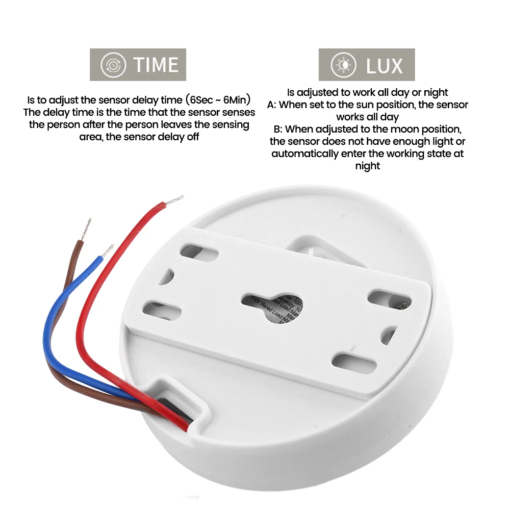 12V Infrared PIR Motion Sensor Switch with Time Delay 360 Degree Cone Angle Detecting Induction Sensor For LED Ceiling Light Hot