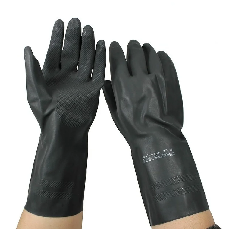 Heavy Duty Rubber Gloves Acid Alkali Resistant Chemical Gauntlet Garden Digging Labor Insurance Gloves Protective Gloves