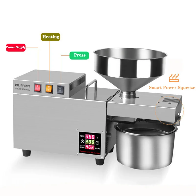 DEAROK-S9S Oil Press Stainless Steel Automatic Cold Press Oil Press Peanut Coconut Kernel Olive Kernel Oil Press 110V/220V