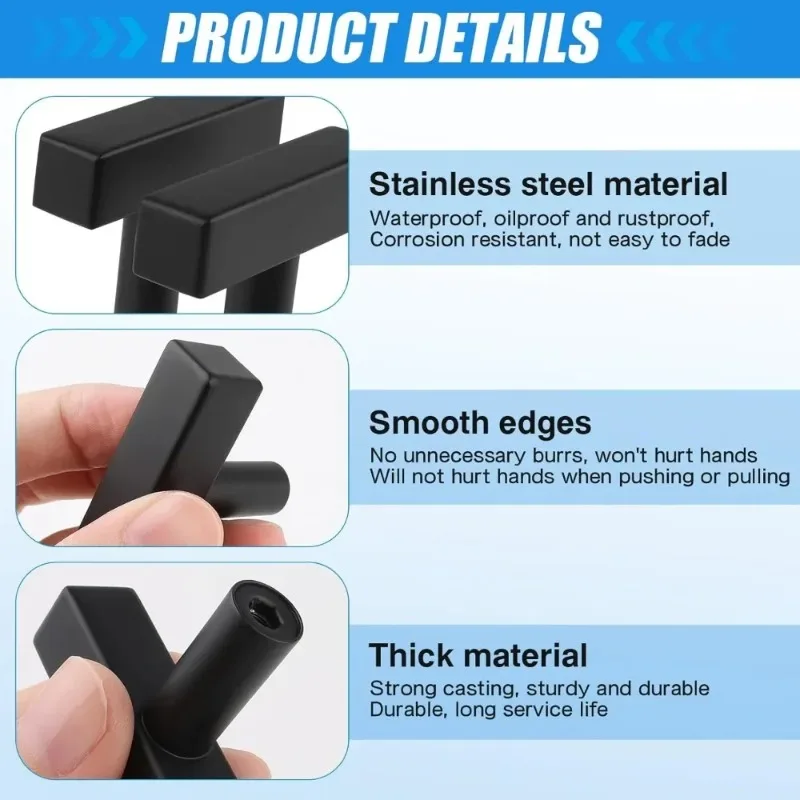 Cabinet Handle Kitchen Door Knobs Bathroom Cupboard Wardrobe Drawer Pulls Furniture Hardware Square Stainless Steel