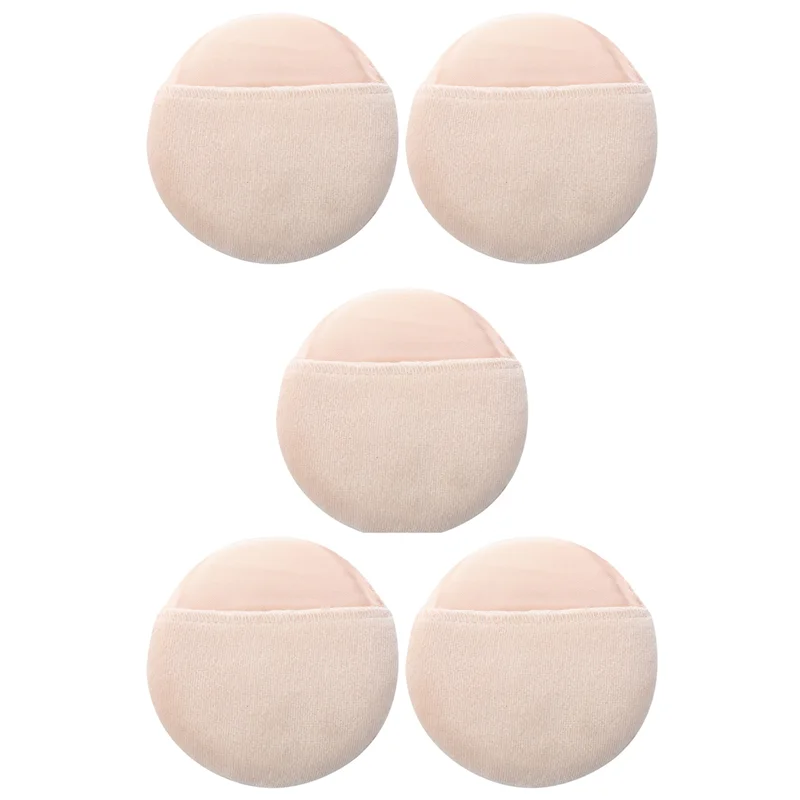

5X Women Cosmetic Beige White Round Face Makeup Facial Powder Puff