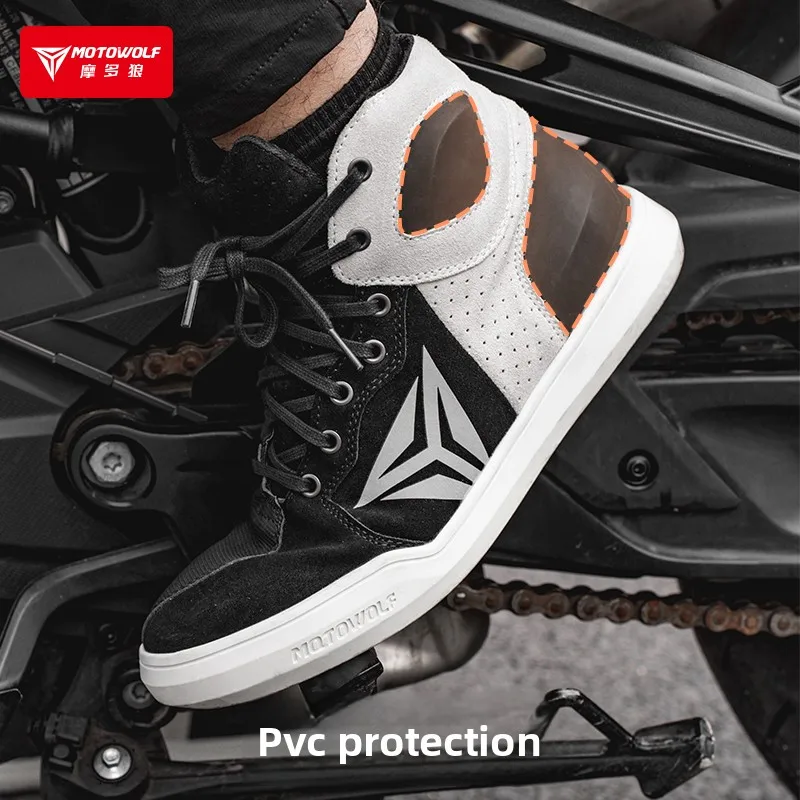 

4-сезонная повседневная дышащая велосипедная обувь, мотоциклетные кожаные велосипедные ботинки с защитой от падения, мотоциклетное туристическое рыцарское гоночное оборудование