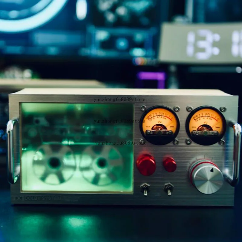 Desktop Audio Reactive Atmosphere Light VU Meter Decor Retro Tape Cassette Bluetooth APP Control USB Powered (Transparent Case)