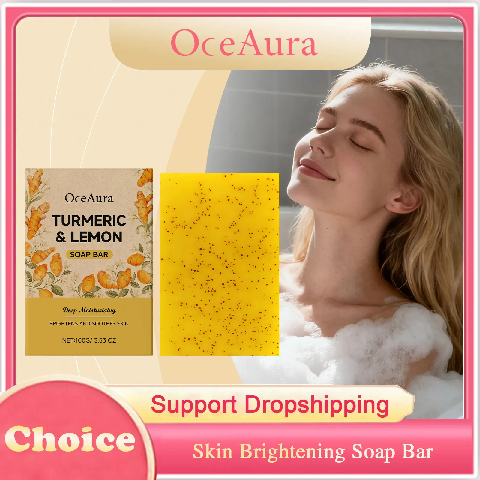 الكركم الليمون اشراق الصابون بار التقشير التطهير العميق ترطيب إصلاح تنعيم منعش تفتيح الصابون اليدوية