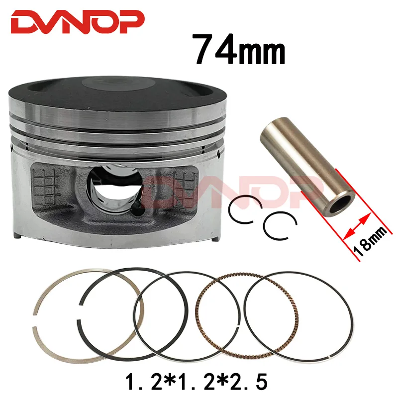 Engine Spare Parts Motorcycle Piston Ring Kit Water cooling 74mm pin 18mm For Loncin TT300 TD300