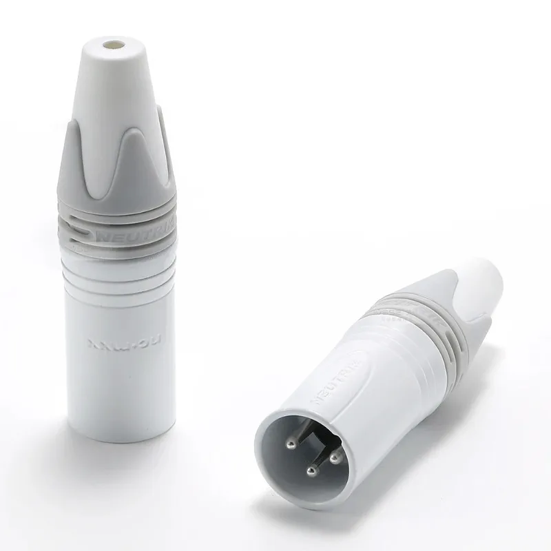 Plugue de linha de cobra xlr branco, 3 pinos banhado a prata, conector de cabo de microfone diy NC3FXX-WT NC3MXX-WT para áudio personalizado