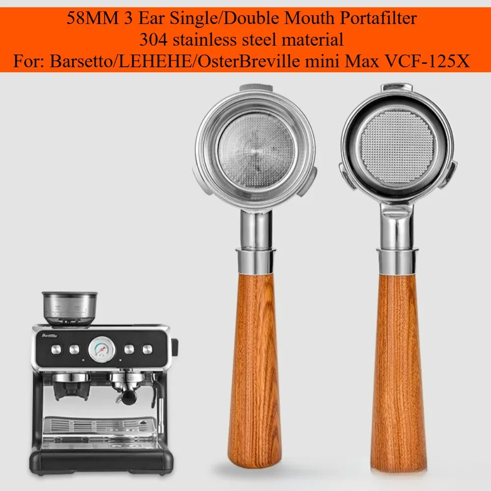 58MM 3ears Bottomless Portafilter for Barsetto/Hibrew H10A/LEHEHE /Donlim Coffee Machine Stainless Steel Espresso Handle Filter