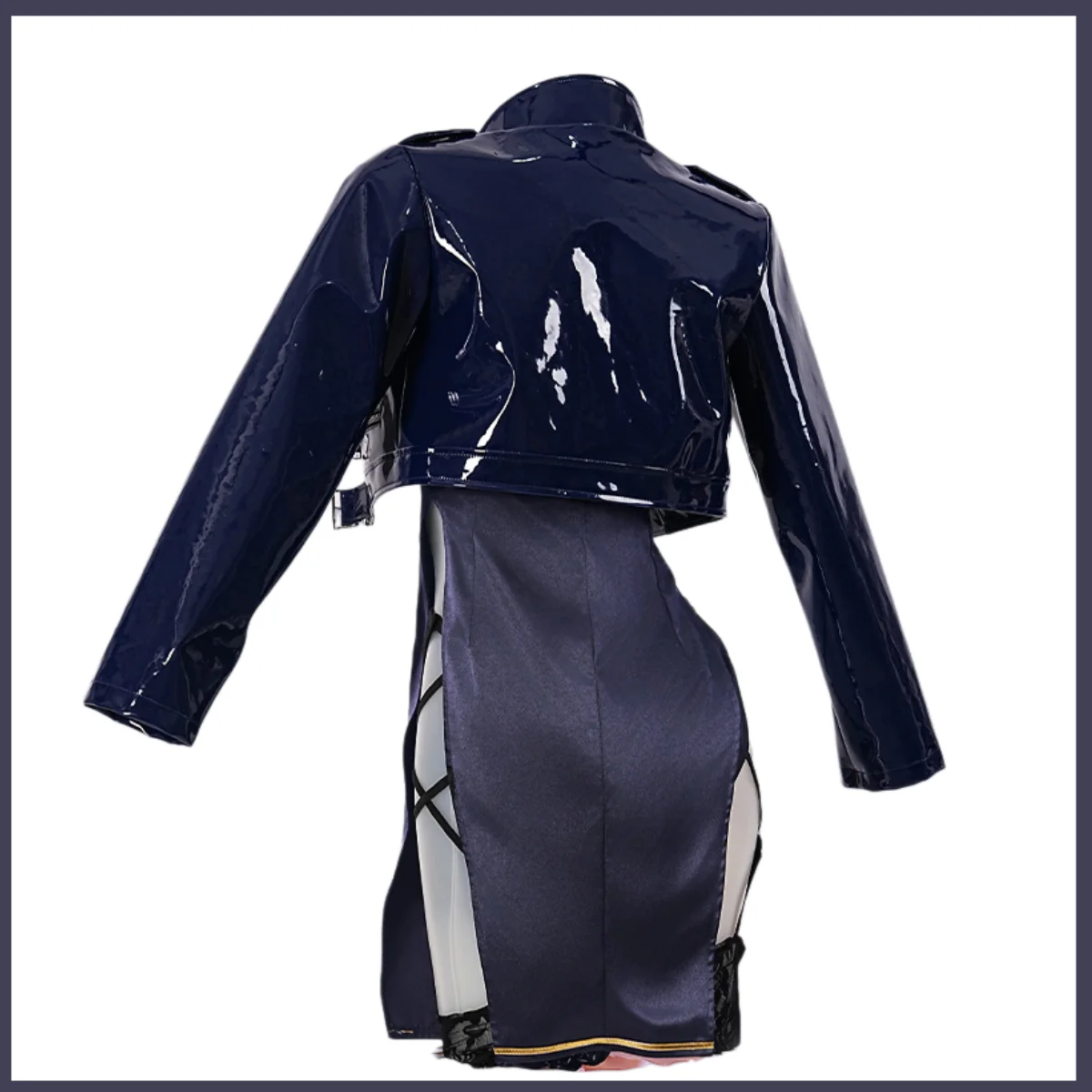 Anime Game Azur Lane HMS Cheshire Cosplay Costume Wig Blue Cheongsam PU Coat Dress Woman Sexy Carnival Halloween Suit - view 4