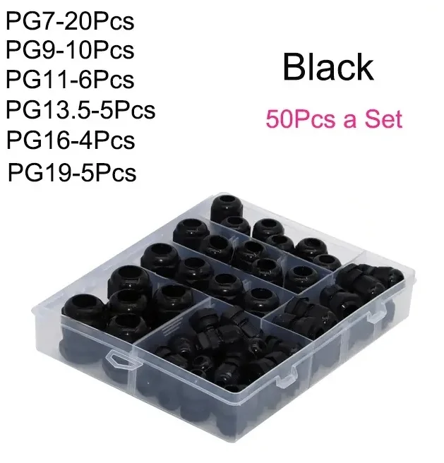 Adjustable Cable Glands Kit 3-21mm Lock Nut Connector Joint IP68 Waterproof M12 M16 M20 M25 M32 Nylon Plastic Connector