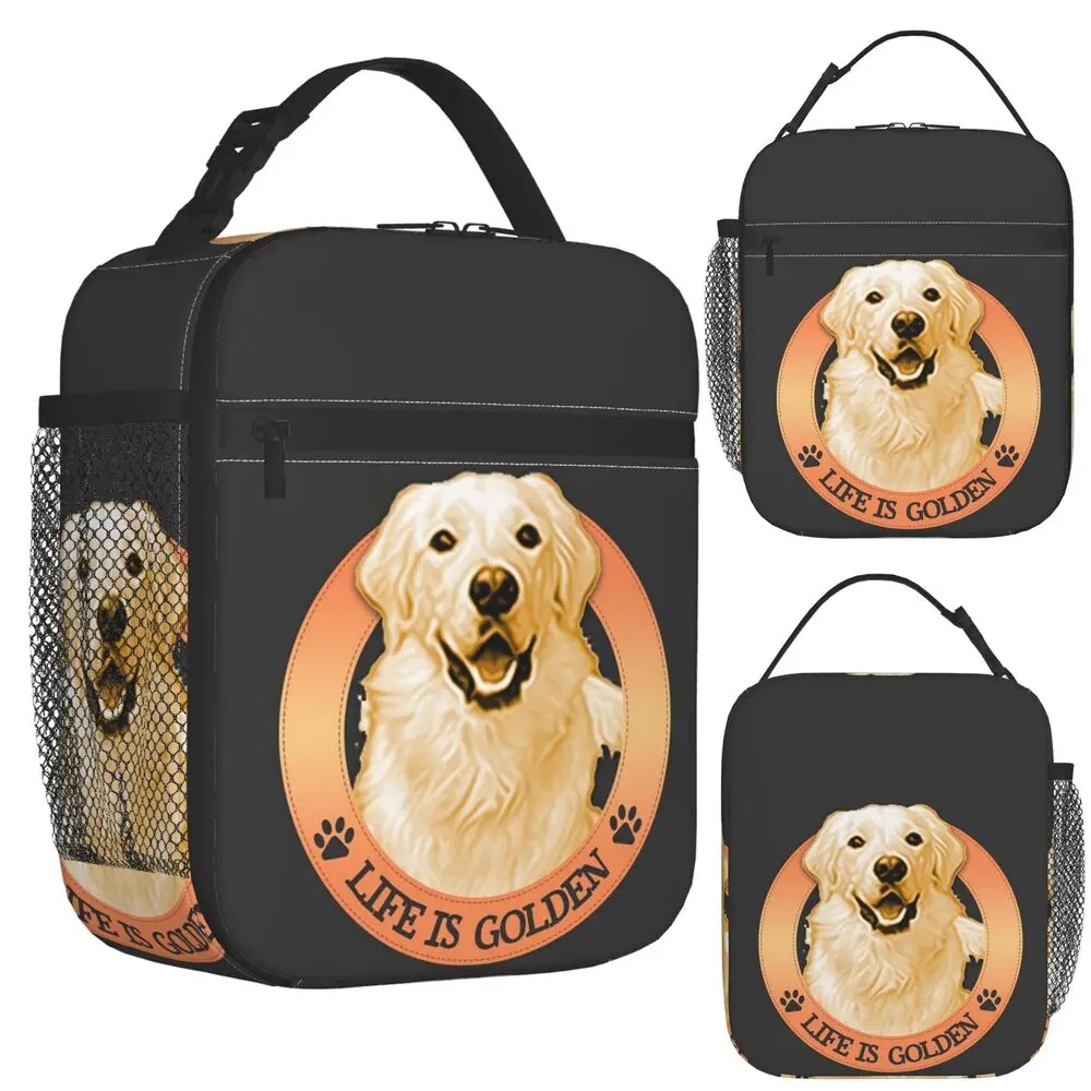 Life Is Golden Retrievers Insulated Lunch Bag for Women Office Cooler Thermal Food Box Tote Portable Lunch Boxes Container