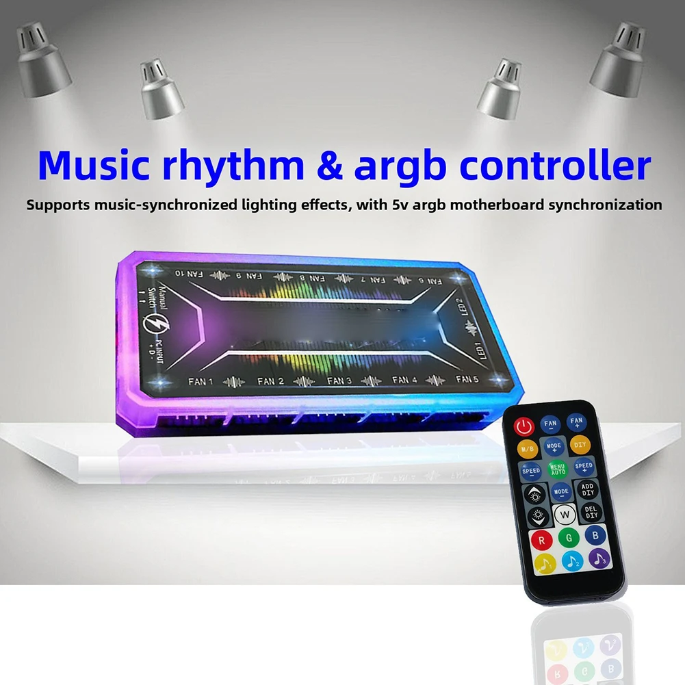 Computer Case Fan RGB Hub 6Pin Interface 10+2 Ports Wireless Remote Control For Motherboard DIY Gaming PC For Lighting Tool