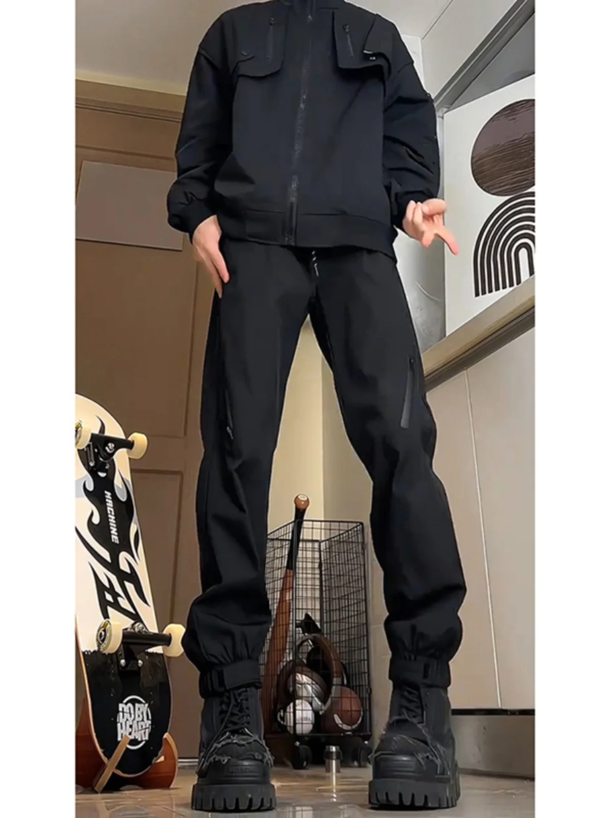 

American Vibe Men's Hiking Pants Casual Trousers Autumn Leisure Magic Tape Cuffed Mountain Climbing Outfit Mountain Pants