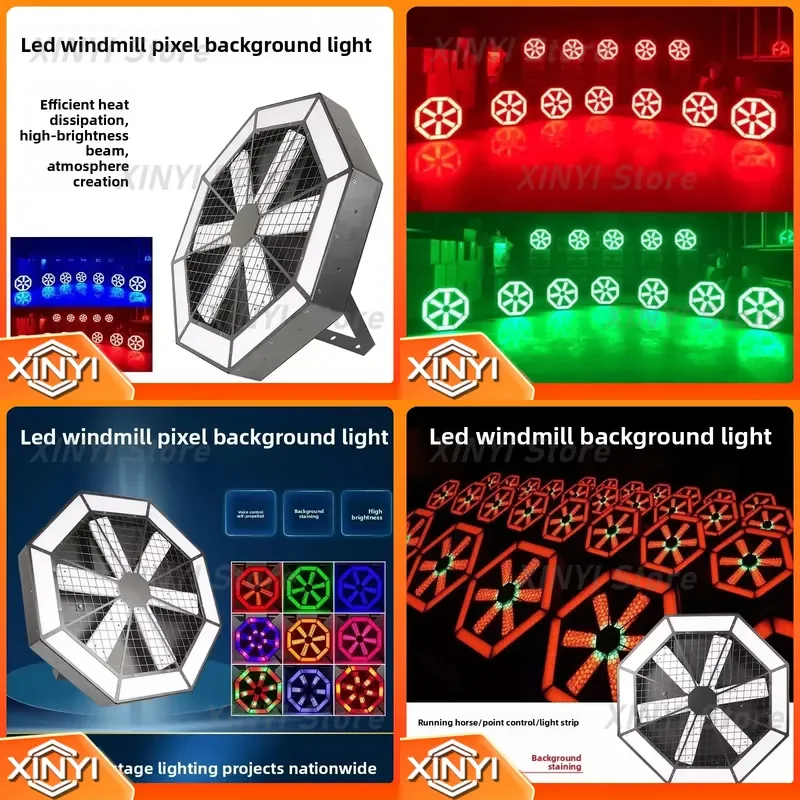 LED Windmill Bar Background Pixel Fan for Wedding Show Rotating Stage Color Changing Red Green