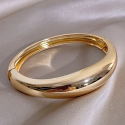 Fashion Chunky Heavy Metal Smooth Bangles for Women Gothic Punk Irregular Minimalist Alloy Wide Bracelet Fashion Jewelry Gifts