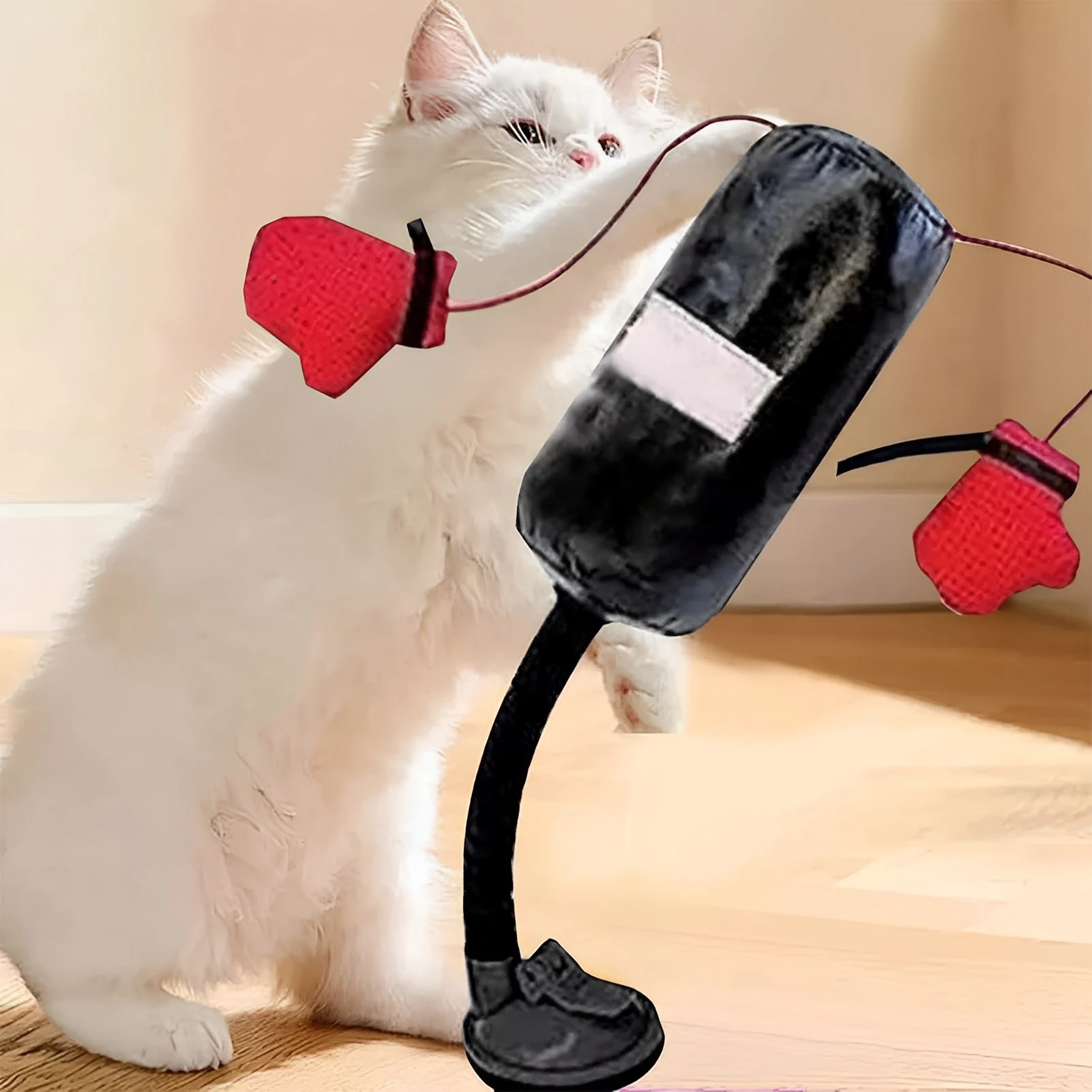 Cat Boxing Toys with Gloves Interactive Kitten Toys Punching Bag for Indoor Outdoor Cats Self Play