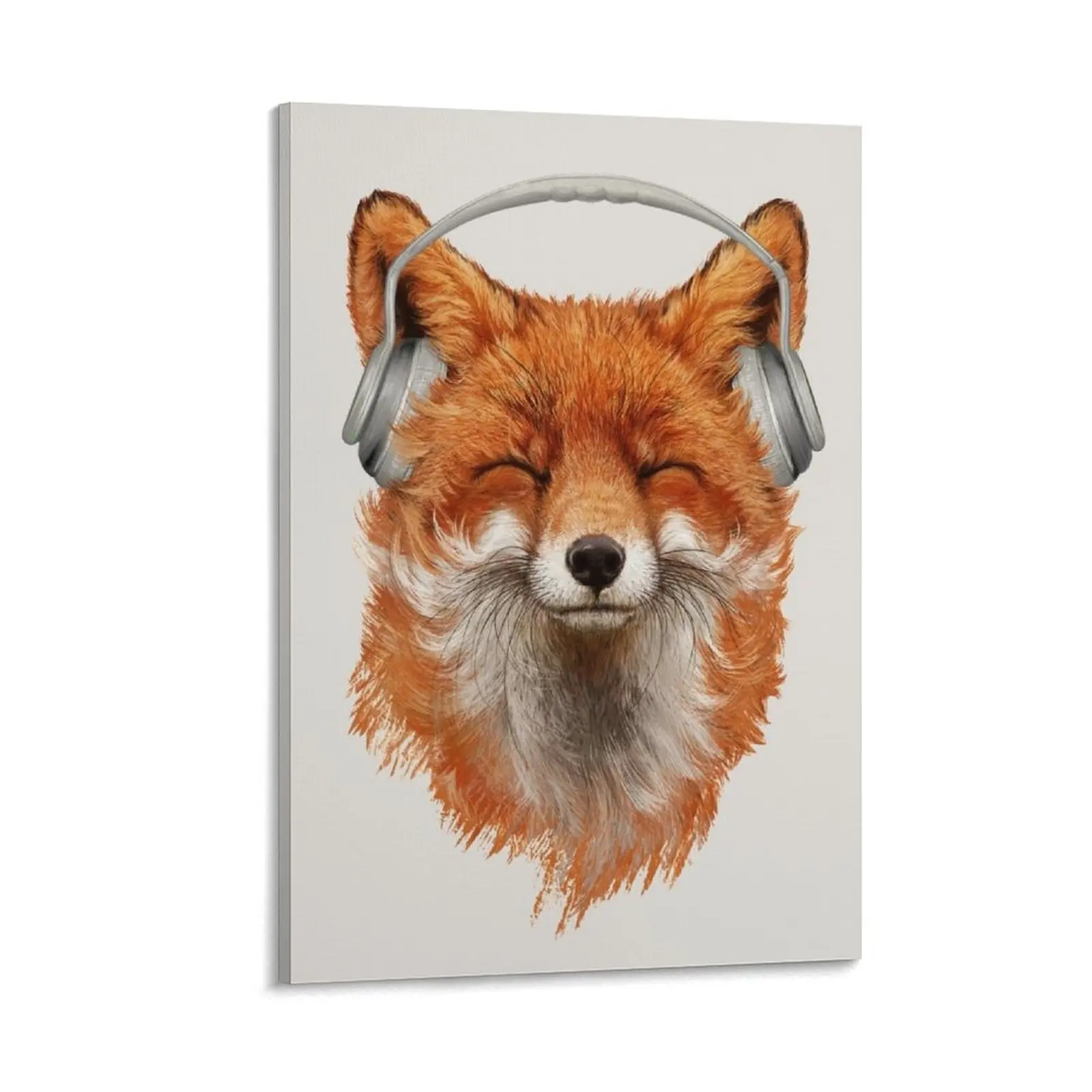 

Smiling Musical Fox Canvas Painting decorative frames wall room decorative items for home aesthetic room