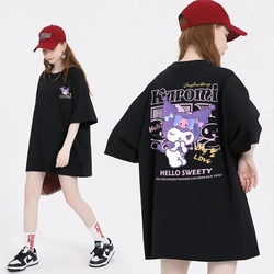 Kawaii Sanrio Kuromi Graphic Harajuku Ullzang T Shirt Cute Cartoon Y2K Hip Hop Streetwear T-Shirt Summer Tshirt Girls Female