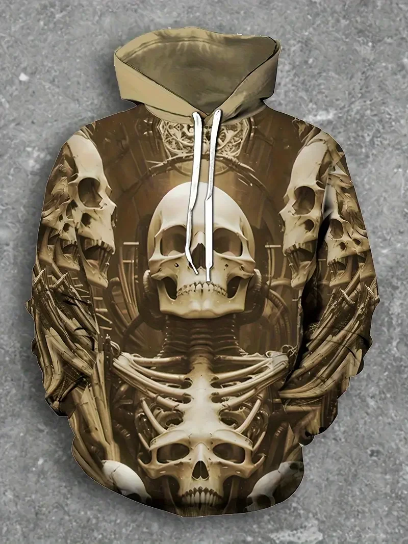 Horror Bloody Heren Hoodies Herfst En Winter Nieuwe Halloween Element Sweatshirts Grappige 3D Schedel Gedrukt Truien Herenkleding