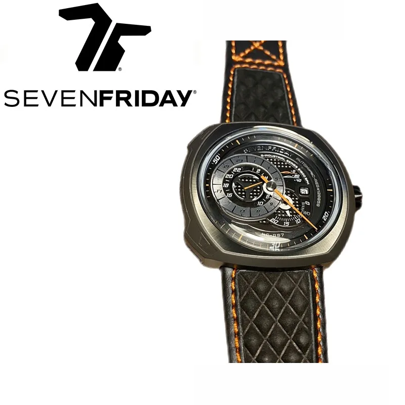 SEVENFRIDAY-Fully Automatic Mechanical Watch for Men, Q3/02, Waterproof, Luxury Brand, Fashion, Mens\' Watch Leather strap