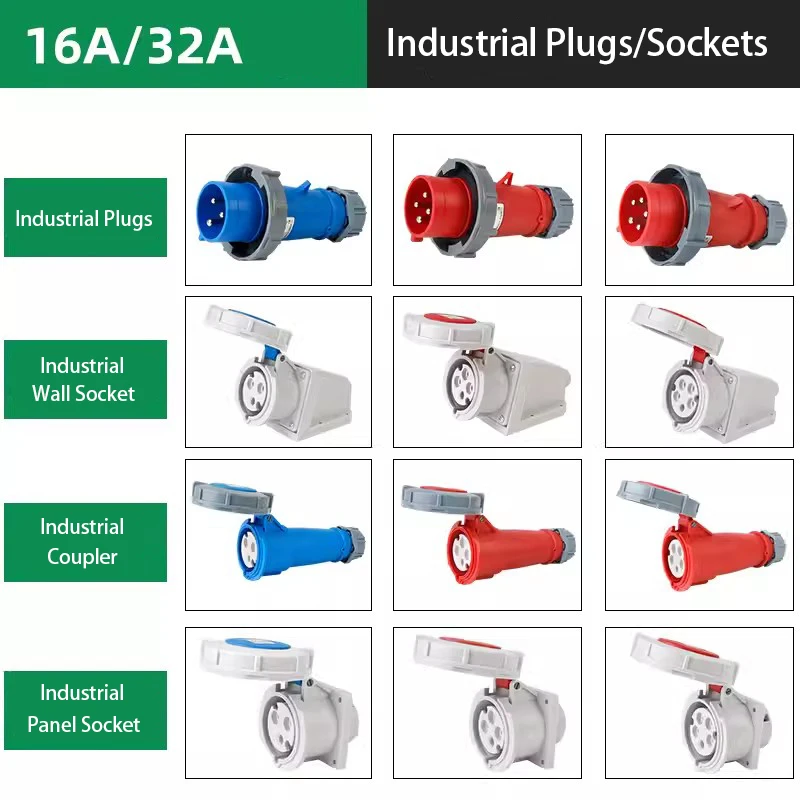 

IP67 New Industrial Plug and Socket 3P 4P 5P 16A/32A Waterproof Connector Electrical Connection Flame Retardant Nylon Housing