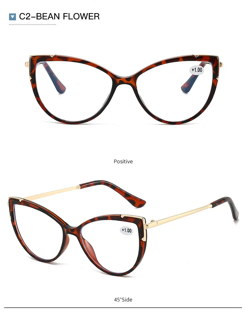 2026 Neue Damen-Lesebrille Hochwertige Blaulichtfilter-Lesebrille Farbblockierende Katzenaugen-Mode Vielseitige Lesebrille – Detail 11