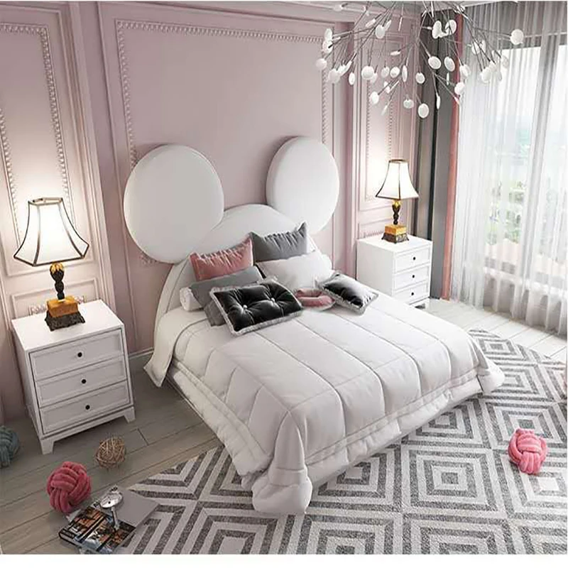 1.5m Child Bed   American Style Modern Simple Ins Creative Mickey Mouse Girl Princess Bedroom Home Furniture