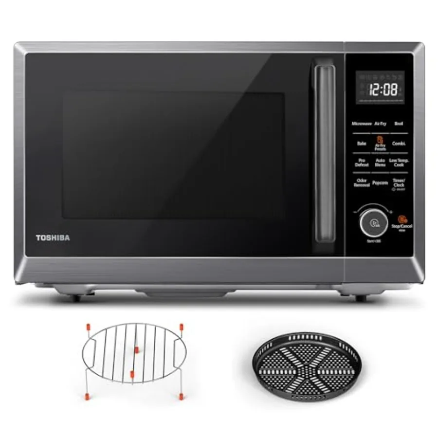 

8-in-1 Countertop Microwave Oven with Convection Broil Odor Removal Mode 12.4 Memory Turntable Child Lock 1.0 Cu.ft Black Stain