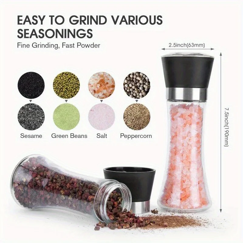 Pepper Grinder Stainless Steel Adjustable Manual Salt and Pepper Mill Durable Grinding Spice Mill Kitchen Tool Grinder Pepper